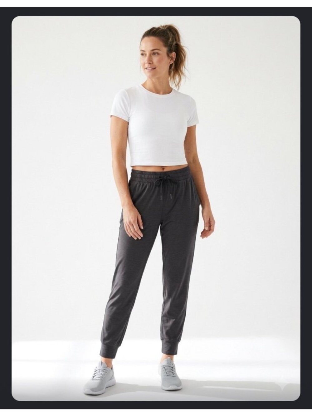 All In Motion mid-rise joggers in a heathered black color Size L NWT